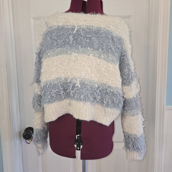 Altar'd State Blue & White Striped Cropped Sweater - Picture 4 of 7